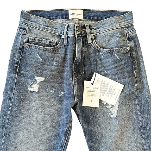 Artisan de Luxe 100% Cotton High-Rise Distressed Boyfriend Jeans Sz 24 NWT $229 - Picture 3 of 8